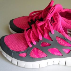 Nike Free Run 2 Pink Flash White Cool Gray size 8